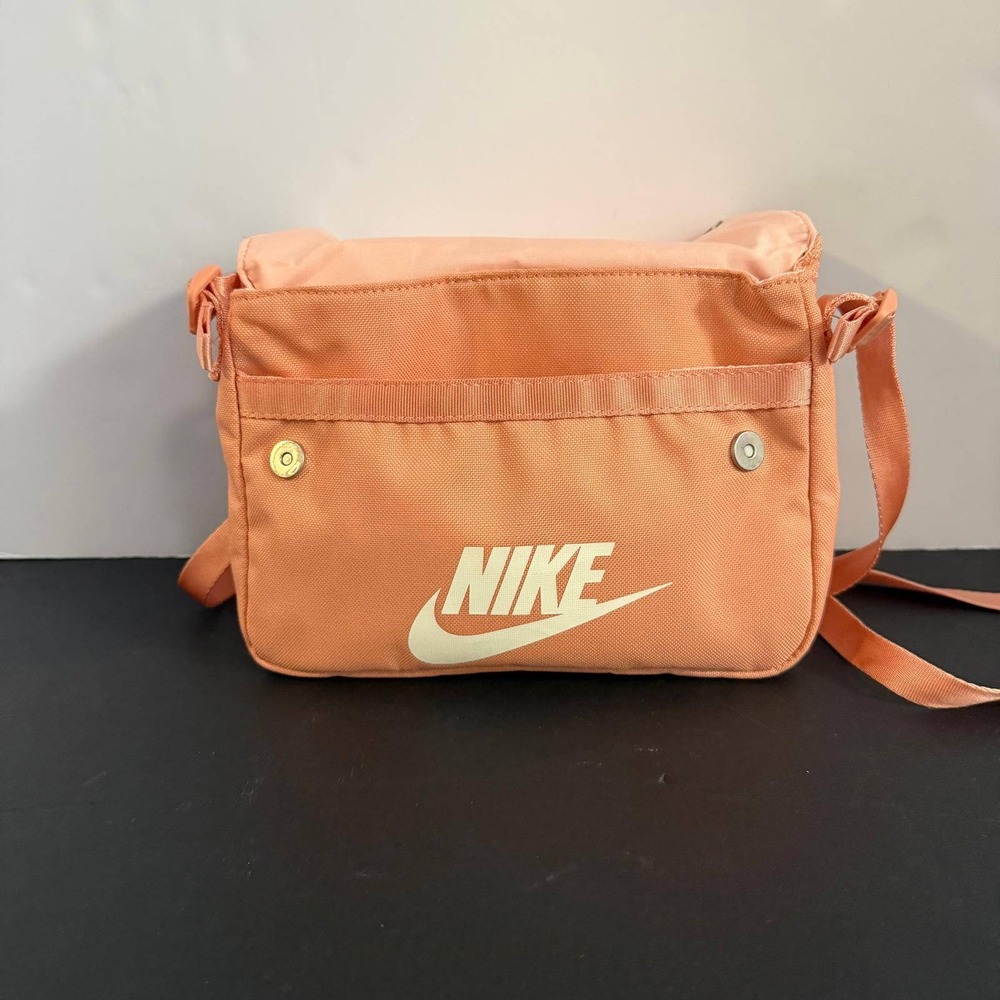 Nike Heritage Crossbody Bag Peach Coral Canvas Messenger Shoulder Bag Small